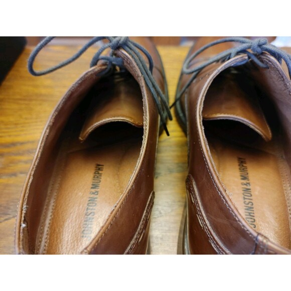 Men's Johnson & Murphy Cap Toe Size 8 1/2D Tan Lace-UPS Top Stitch Details VGC - Picture 5 of 11